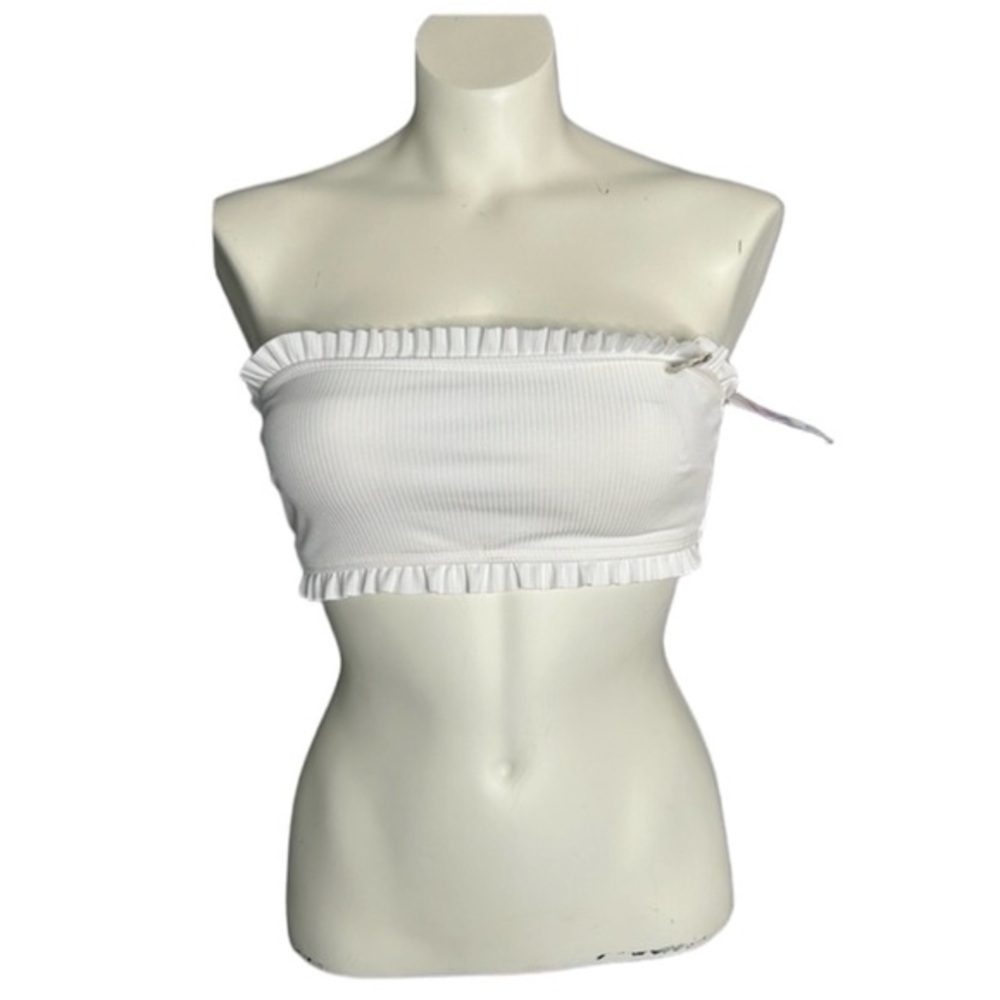 Forever 21 White Ribbed Strapless Bandeau/bathing suit top - Picture 2 of 5